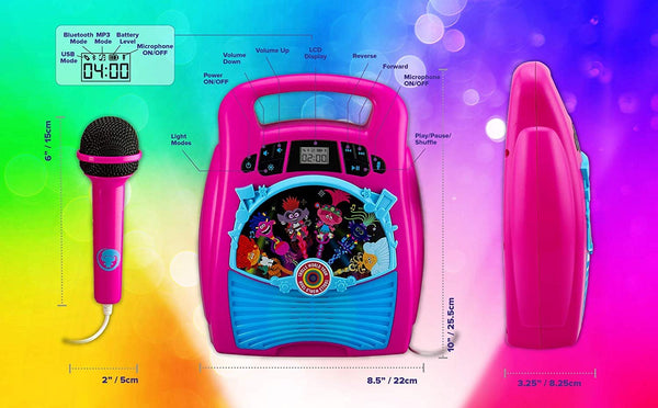 Kids Mp3 Player Karaoke Machine 2 Microphone, Built In Music