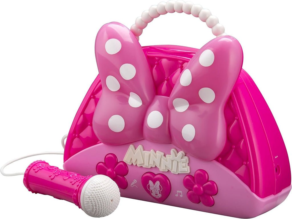 Minnie Mouse Voice Change Boombox with Microphone! Sing Along to Built in Music Or Connect Your Own Device! Minnie Bowtique Voice Change MP3 Boombox for Girls Who Love to Sing!