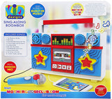 Mother Goose Club Sing Along Boombox with Microphone, Built in Music, Flashing Lights, Real Working Mic for Kids Karaoke Machine, Connects Mp3 Player Aux in Audio Device