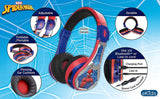 Spiderman Bluetooth Kids Headphones with Microphone, Volume Reduced to Protect Hearing Rechargeable Battery, Adjustable Kids Headband for School Home or Travel