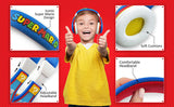 eKids Super Mario Kids Headphones, Adjustable Headband, Stereo Sound, 3.5Mm Jack, Wired Headphones for Kids, Tangle-Free, Volume Control, Childrens Headphones Over Ear for School Home, Travel