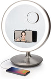 iHome Beauty Glow Ring XL 13" Makeup Mirror with Bluetooth Speaker, Speakerphone, USB Charging, Removable Phone Mount, Rechargeable Battery and 3 LED Color Modes