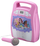 eKids Disney Princess Karaoke Machine for Kids Bluetooth Speaker with Microphone and Karaoke Recorder to Save and Share Performances via USB Port