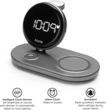 iHome POWERVALET Quad 4-in-1 Dual Qi Wireless Fast Charging, Airpod Charging, Apple Watch Charging, and USB Charging Alarm Clock, 30W Total Power Output (iWW33)