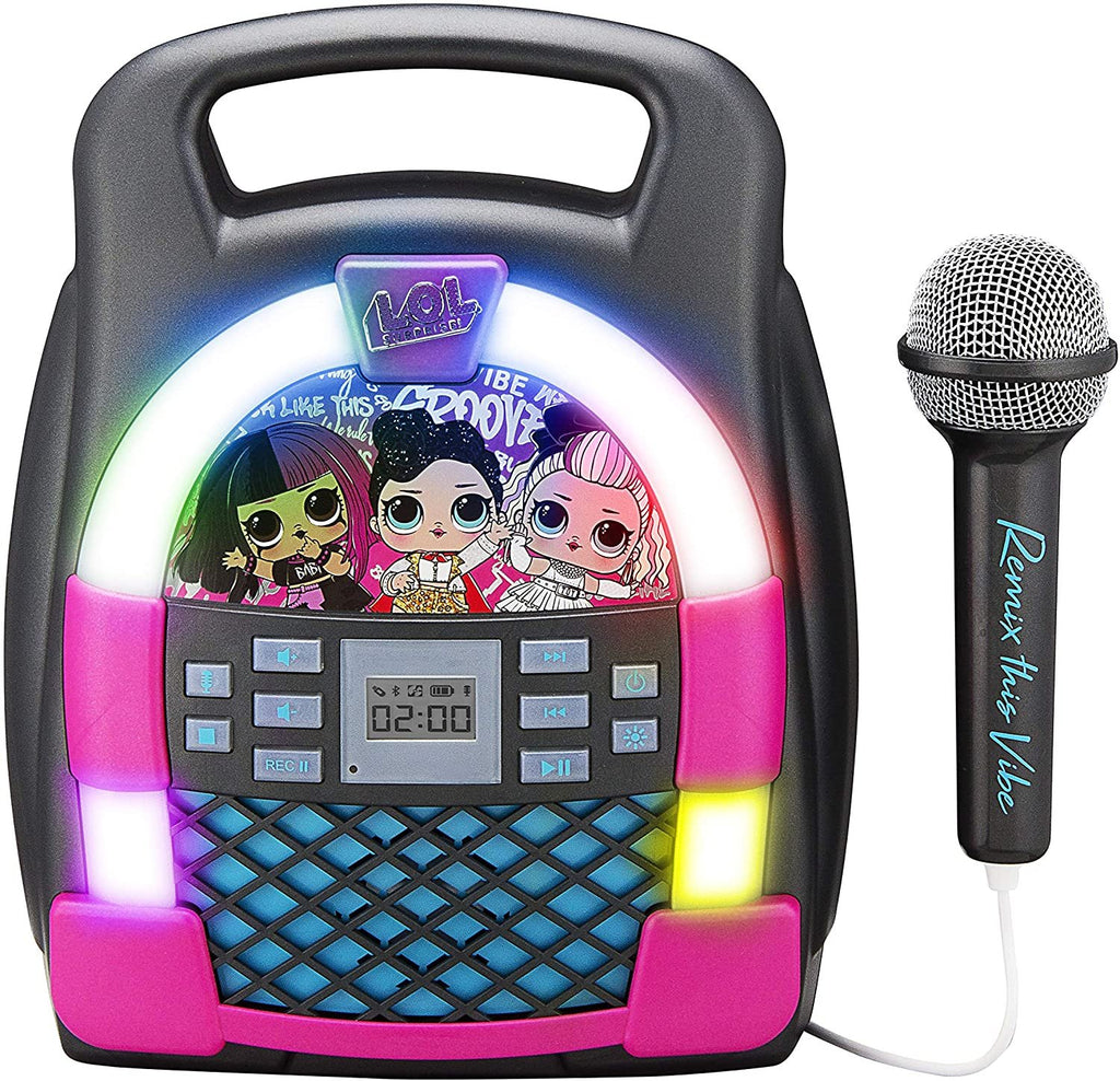 LOL Surprise! Remix OMG Bluetooth Karaoke Machine MP3 Player Portable with LED Disco Light Show
