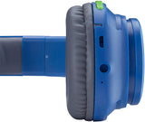 eKids Wireless Bluetooth Kids Headphones with Microphone, Portable, Volume Reduced (Blue)﻿